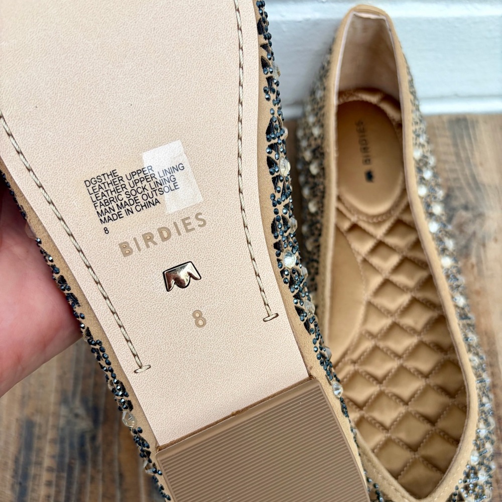 BIRDIES Goldfinch Pointed Toe Flat in Quartz Crystal Suede, SZ 8 BRAND NEW! - Picture 9 of 10